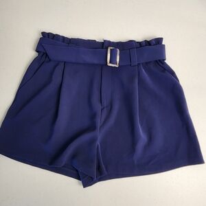Nine West Navy High Waist Belted Shorts L Paperbag Old Money Preppy